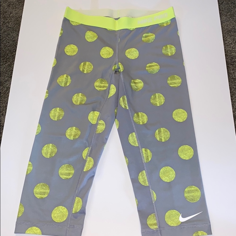 Nike Gray and Neon Yellow Leggings